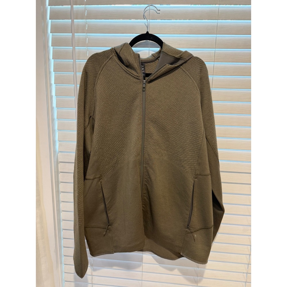 Lululemon Engineered Warmth Hoodie XXL Olive Green Wool Blend Full Zip LM3DZIS